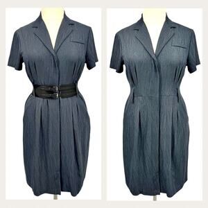 NorthStyle Heather Gray Notch Lapel Shirt Dress Size 16 Workwear Utility Style